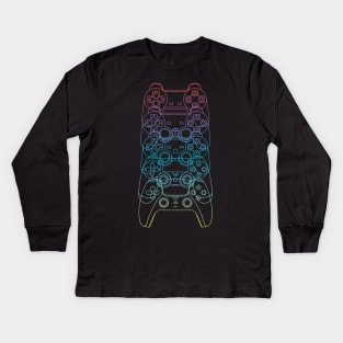 Controles de PlayStation PS1-PS5 (Lineas Arcoiris) Kids Long Sleeve T-Shirt